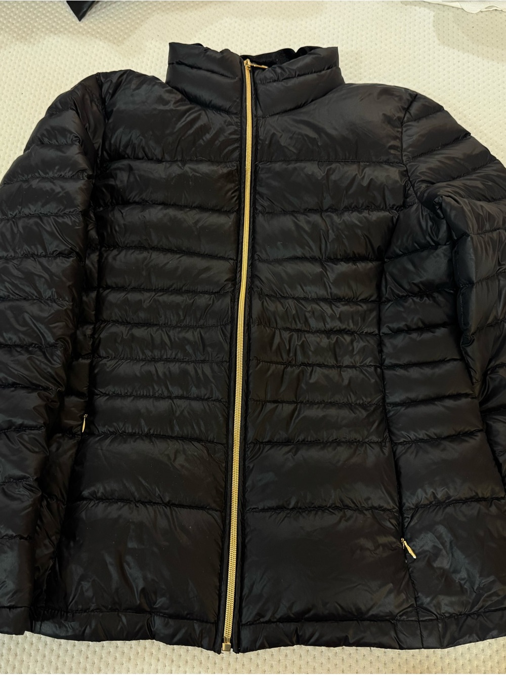 Calvin Klein Black Puffer Jacket with Gold Zipper